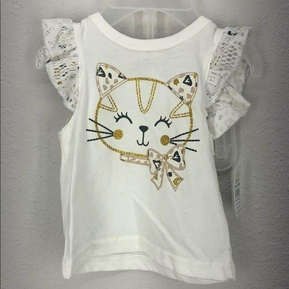 DDG Darling 0-3 Months Cat Ruffled white animal print Two Piece Set - Picture 3 of 7